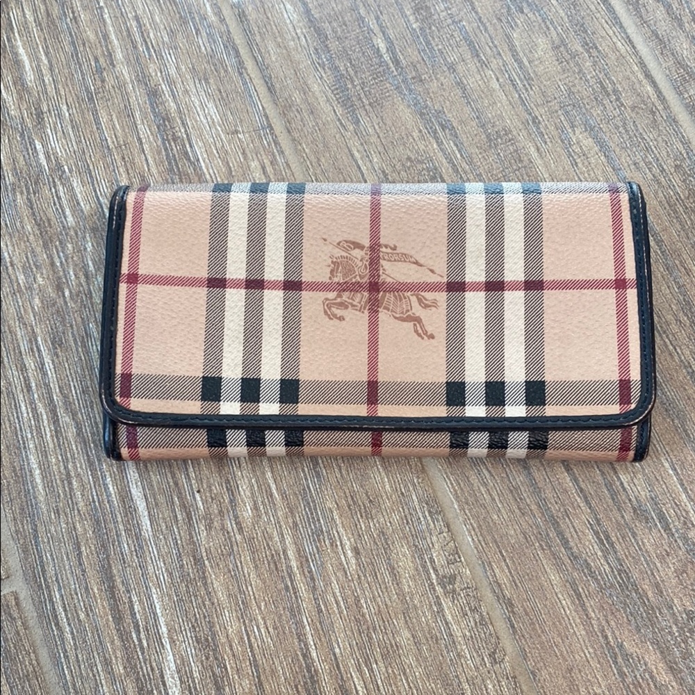 Burberry Beige and Black Checkered Wallet